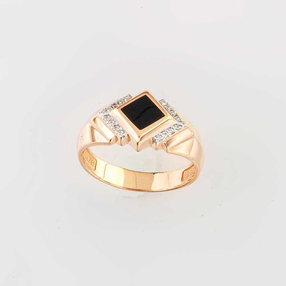 Кольцо с агатом из красного золота 585 пробы