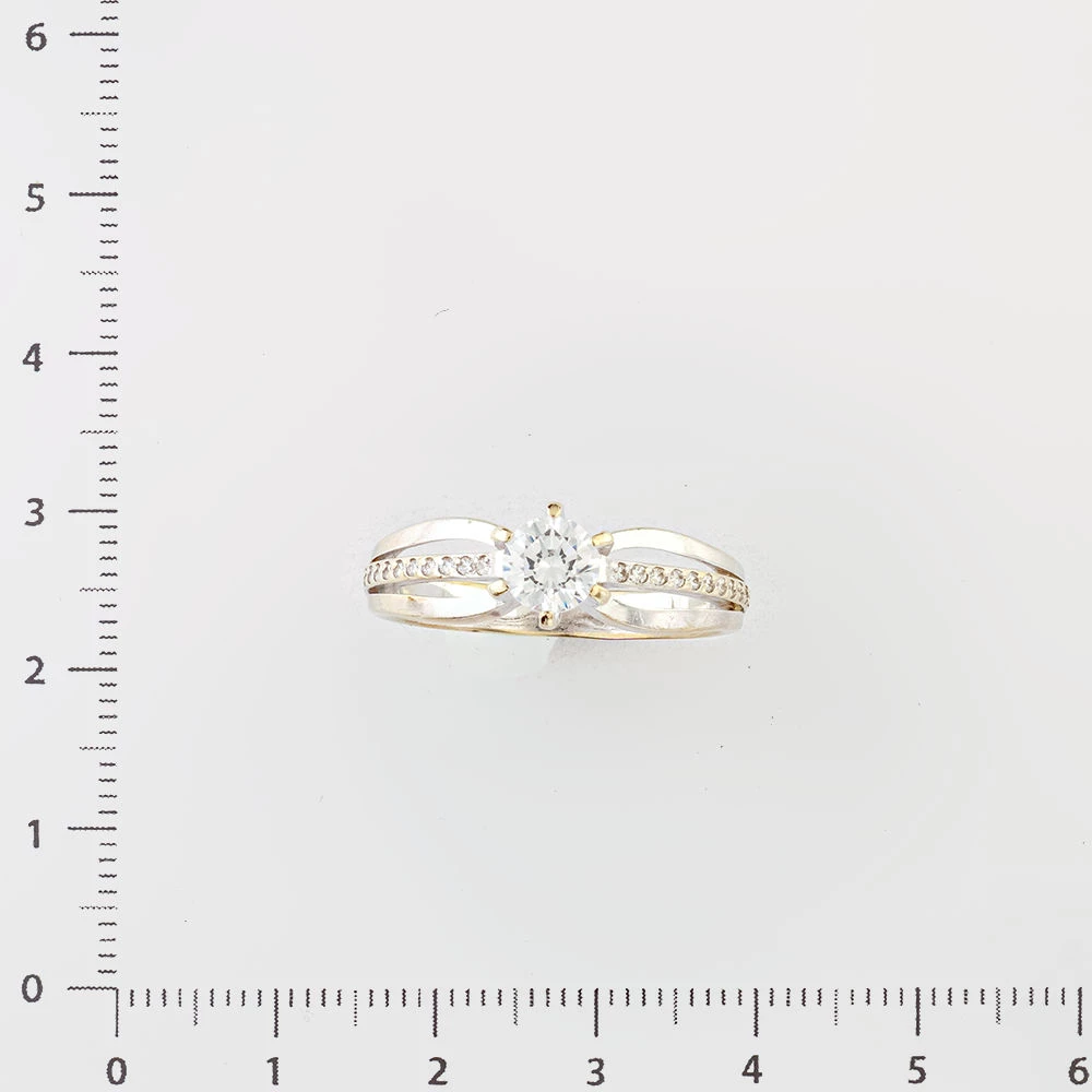 Кольцо с фианитом из белого золота 585 пробы