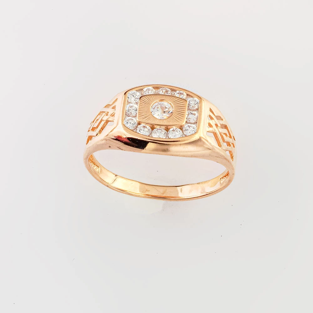 Кольцо с фианитом из красного золота 585 пробы