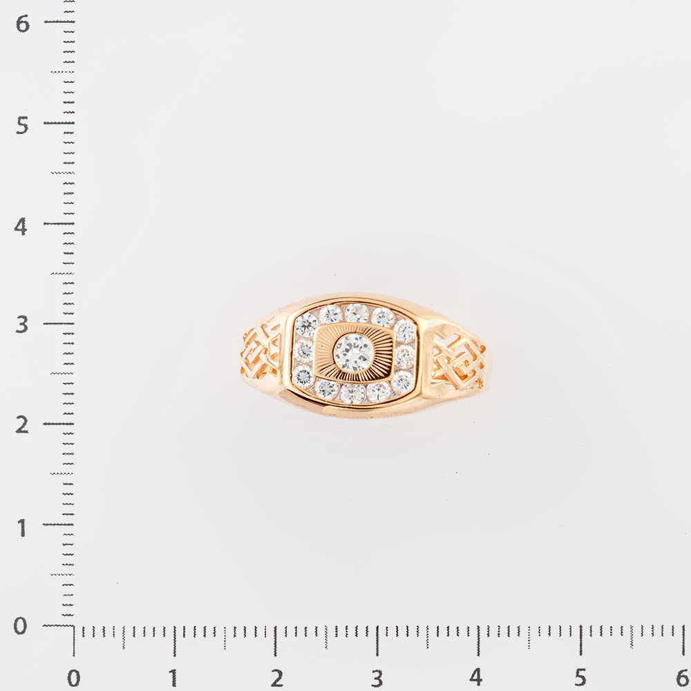 Кольцо с фианитом из красного золота 585 пробы