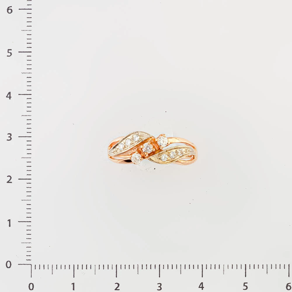 Кольцо с фианитом из красного золота 585 пробы