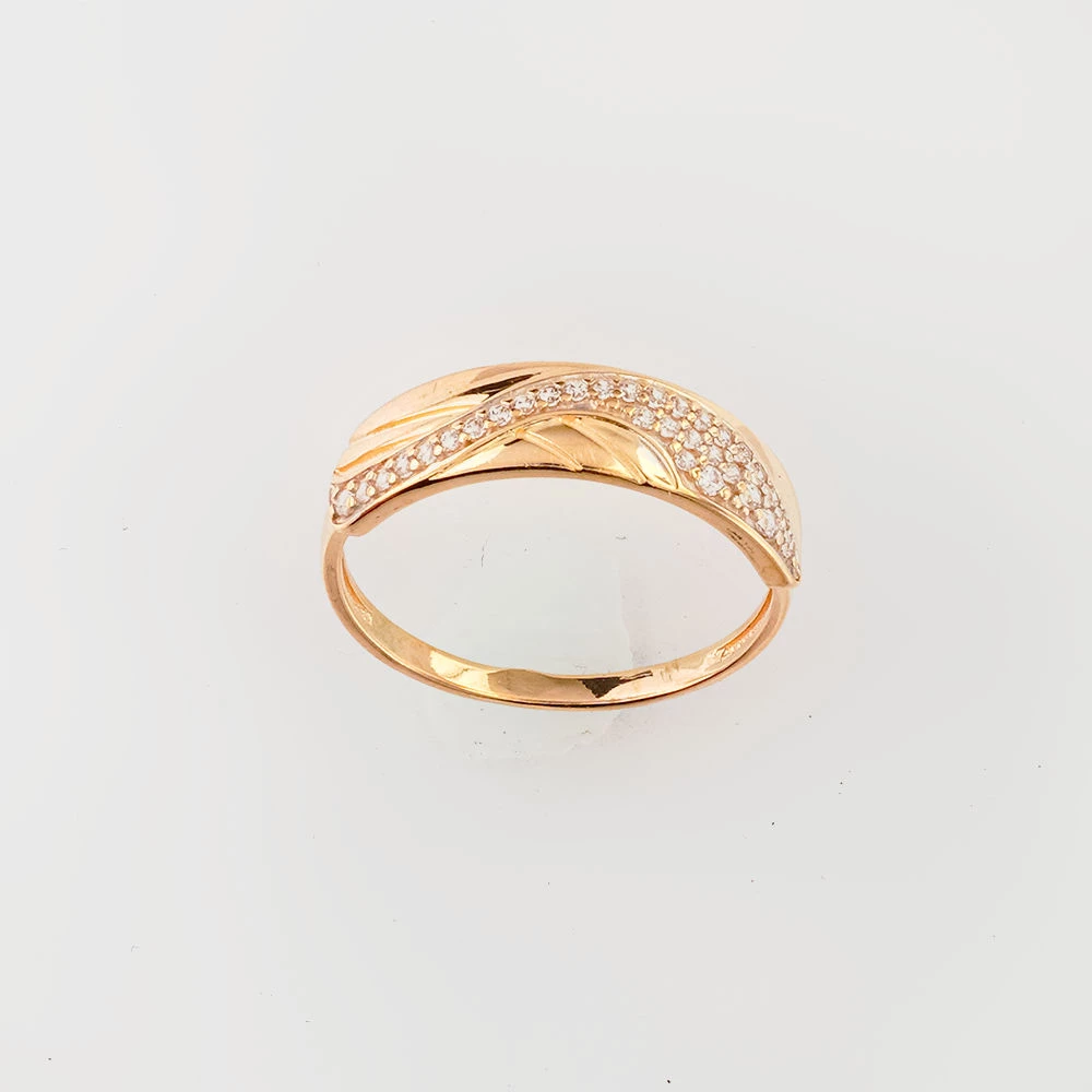 Кольцо с фианитом из красного золота 585 пробы