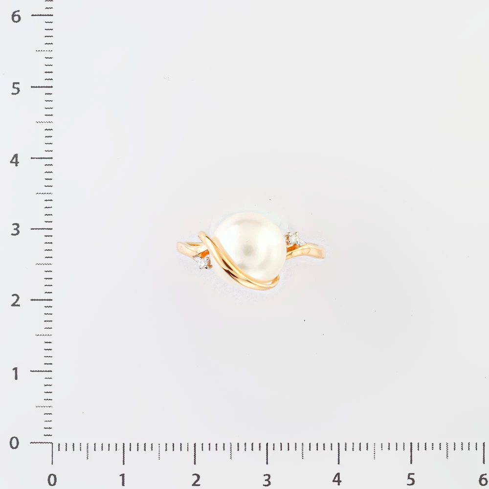 Кольцо с культивированным жемчугом из красного золота 585 пробы