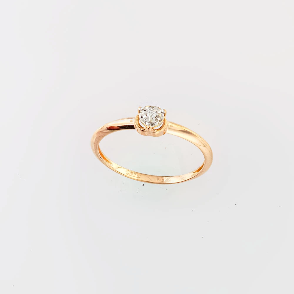 Кольцо с бриллиантом из красного золота 585 пробы