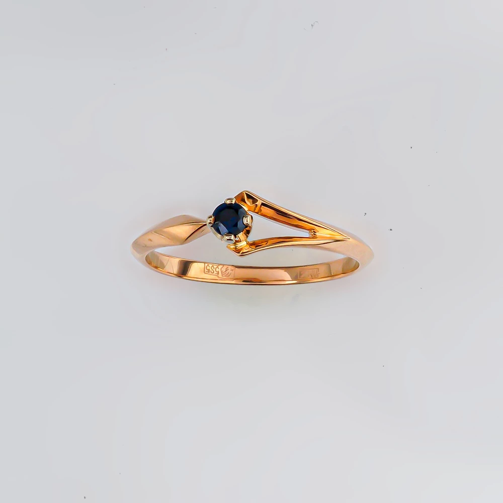 Кольцо с сапфиром из красного золота 585 пробы