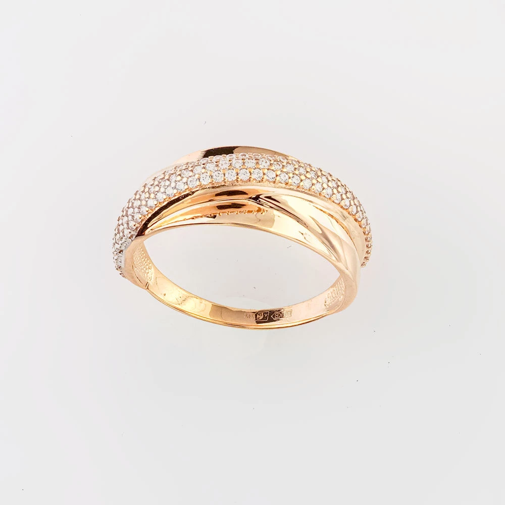 Кольцо с фианитом из красного золота 585 пробы