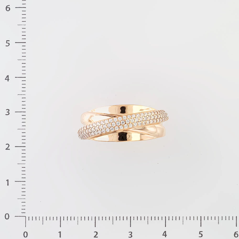 Кольцо с фианитом из красного золота 585 пробы