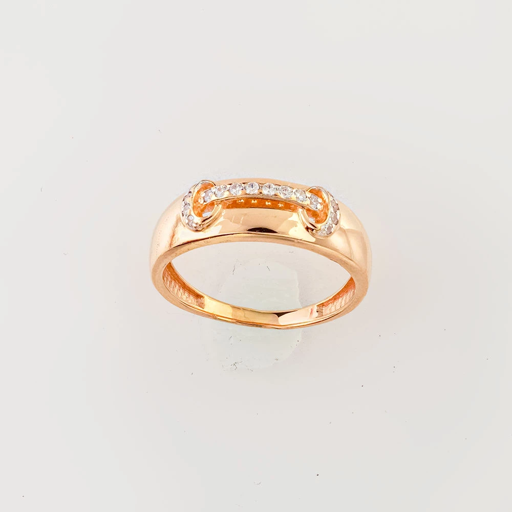 Кольцо с фианитом из красного золота 585 пробы