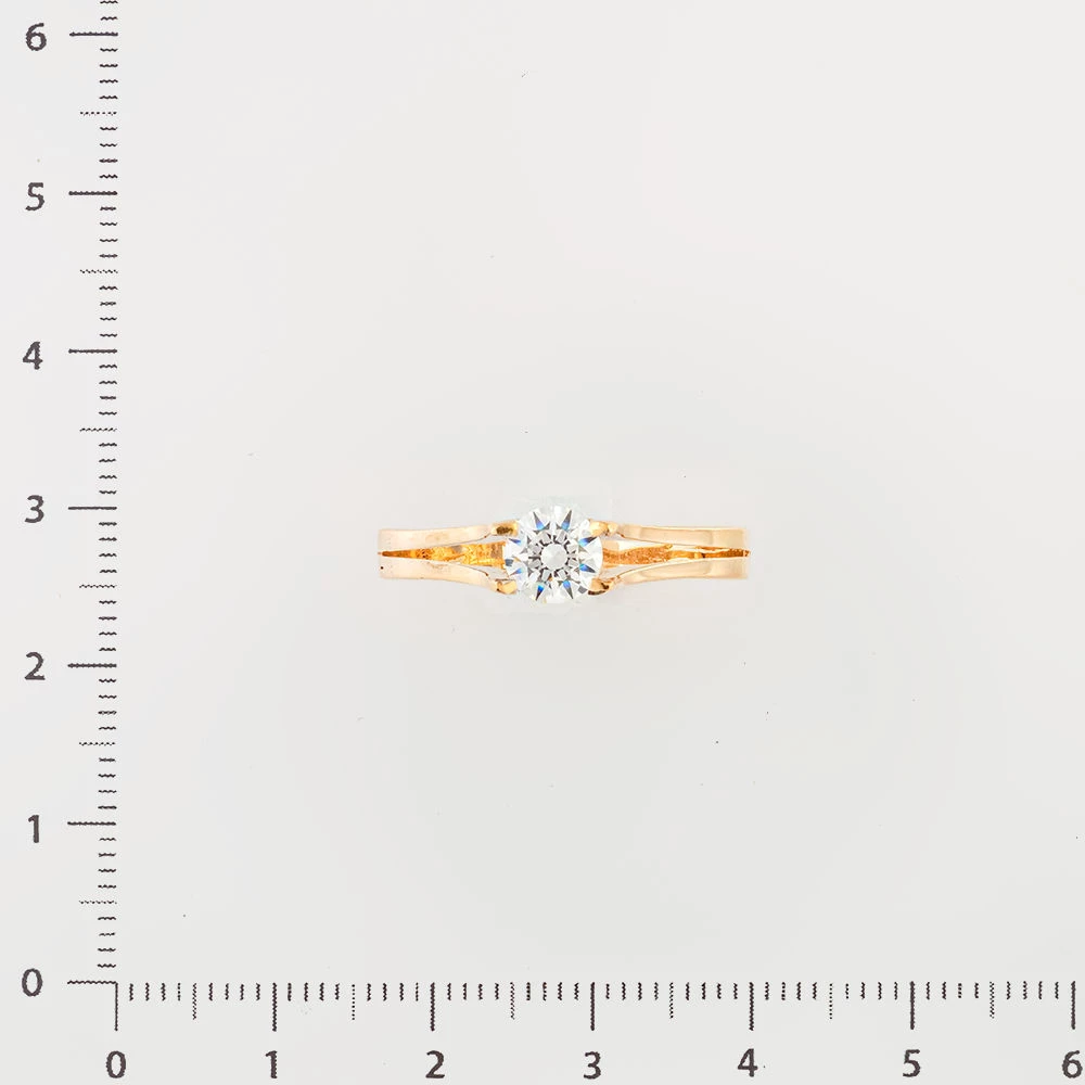 Кольцо с фианитом из красного золота 585 пробы