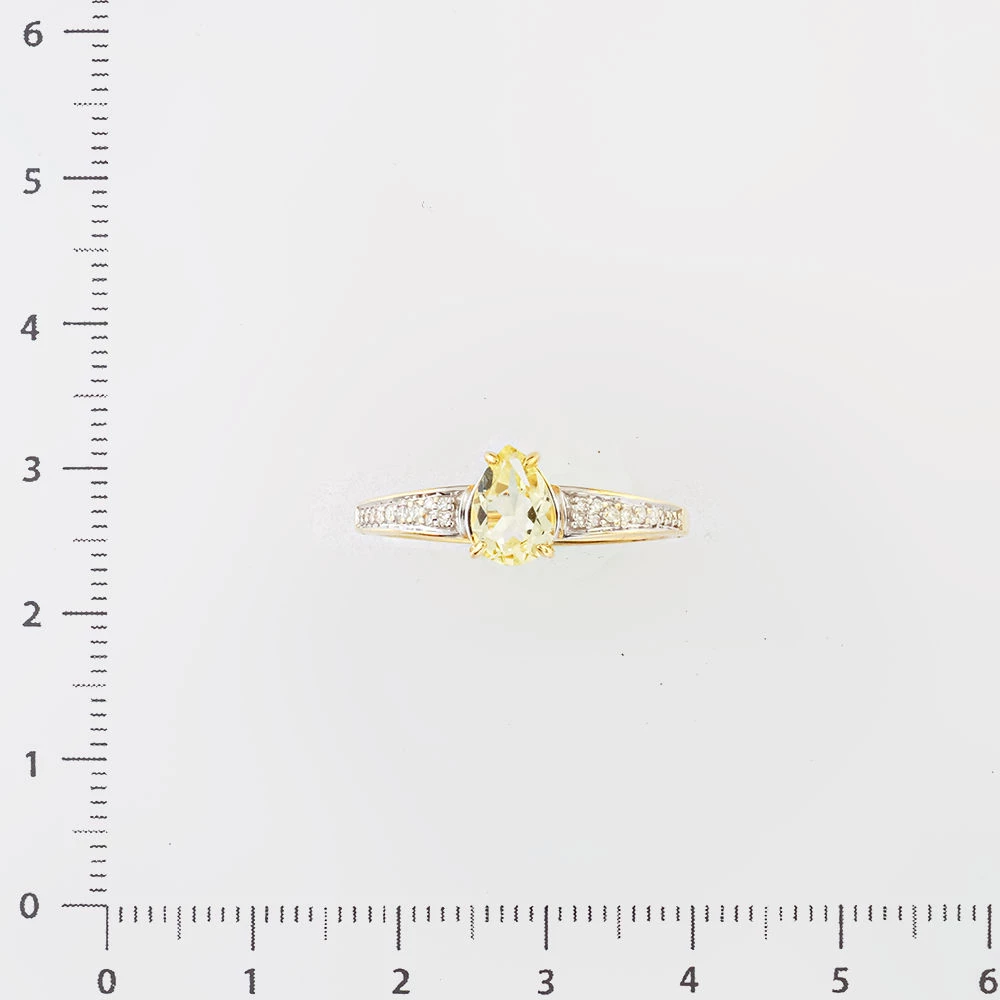 Кольцо с цитрином из желтого золота 585 пробы