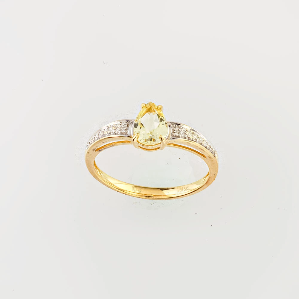 Кольцо с цитрином из желтого золота 585 пробы