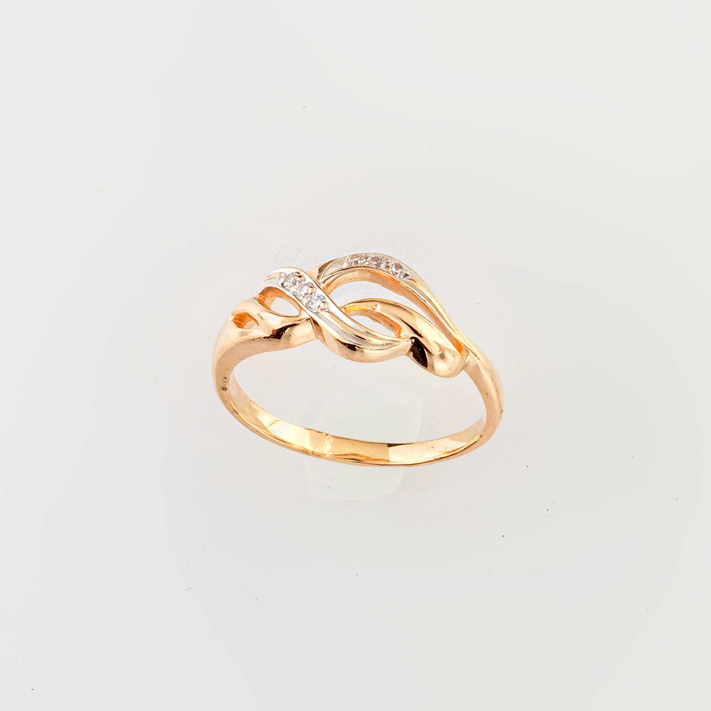 Кольцо с фианитом из красного золота 585 пробы