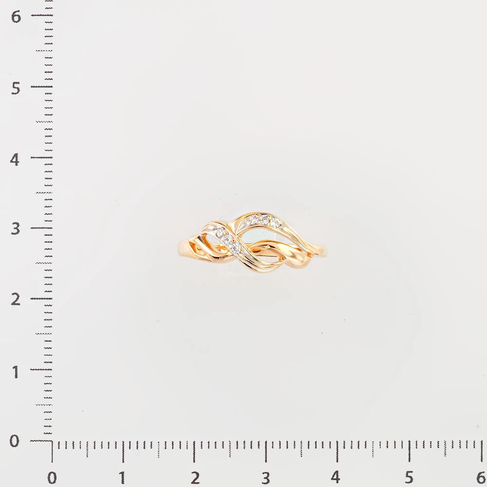 Кольцо с фианитом из красного золота 585 пробы