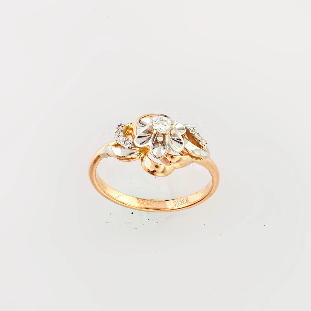 Кольцо с бриллиантом из красного золота 585 пробы