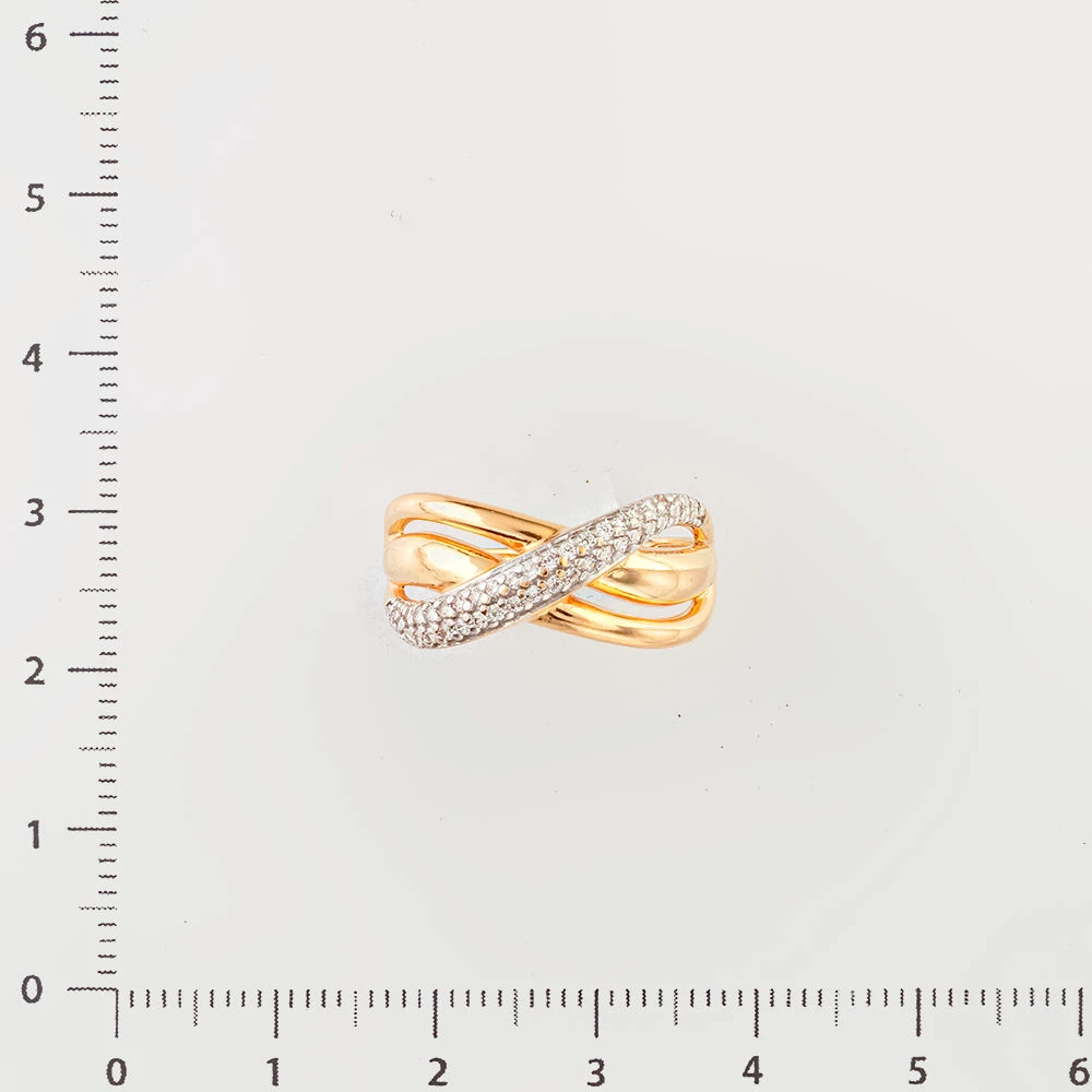 Кольцо с фианитом из красного золота 585 пробы