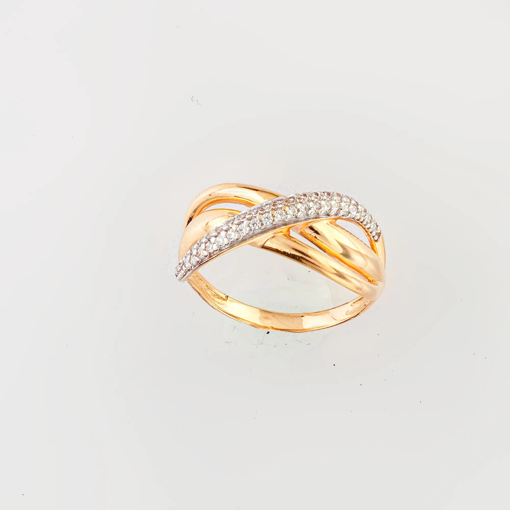 Кольцо с фианитом из красного золота 585 пробы