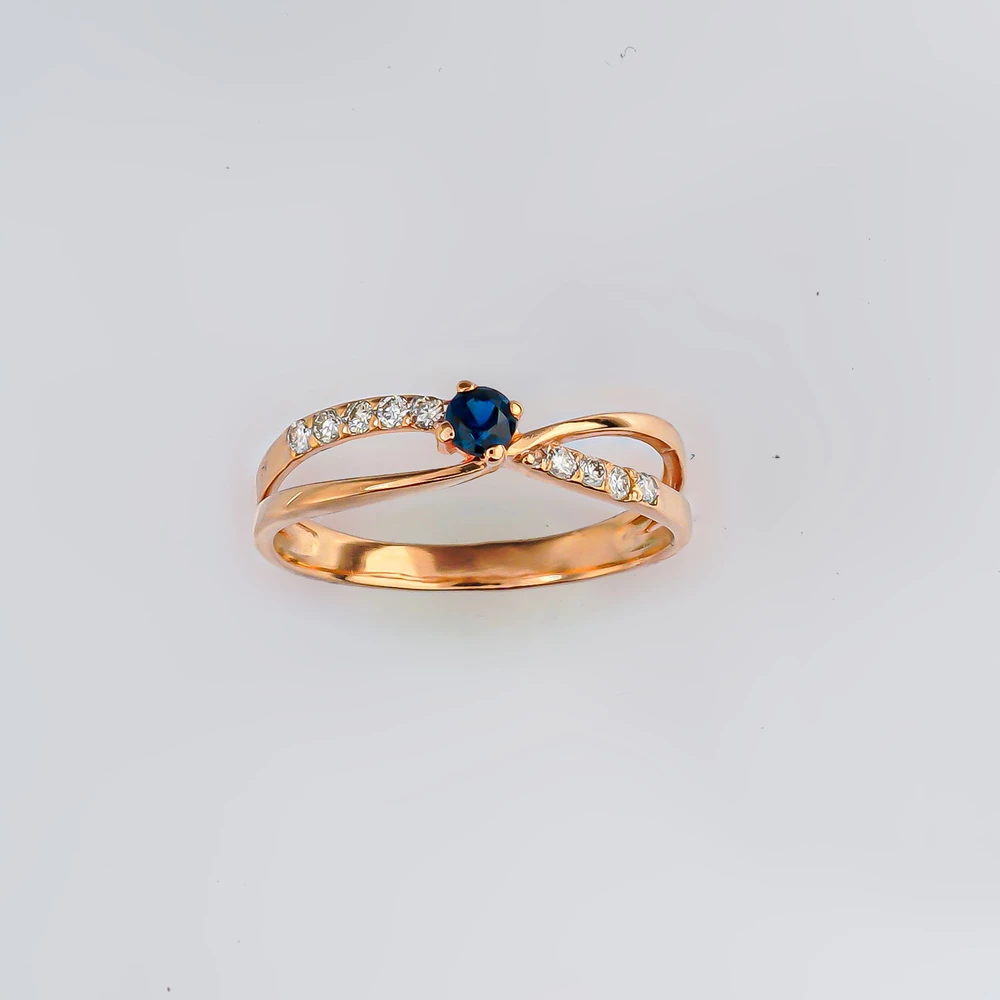 Кольцо с сапфиром из красного золота 585 пробы