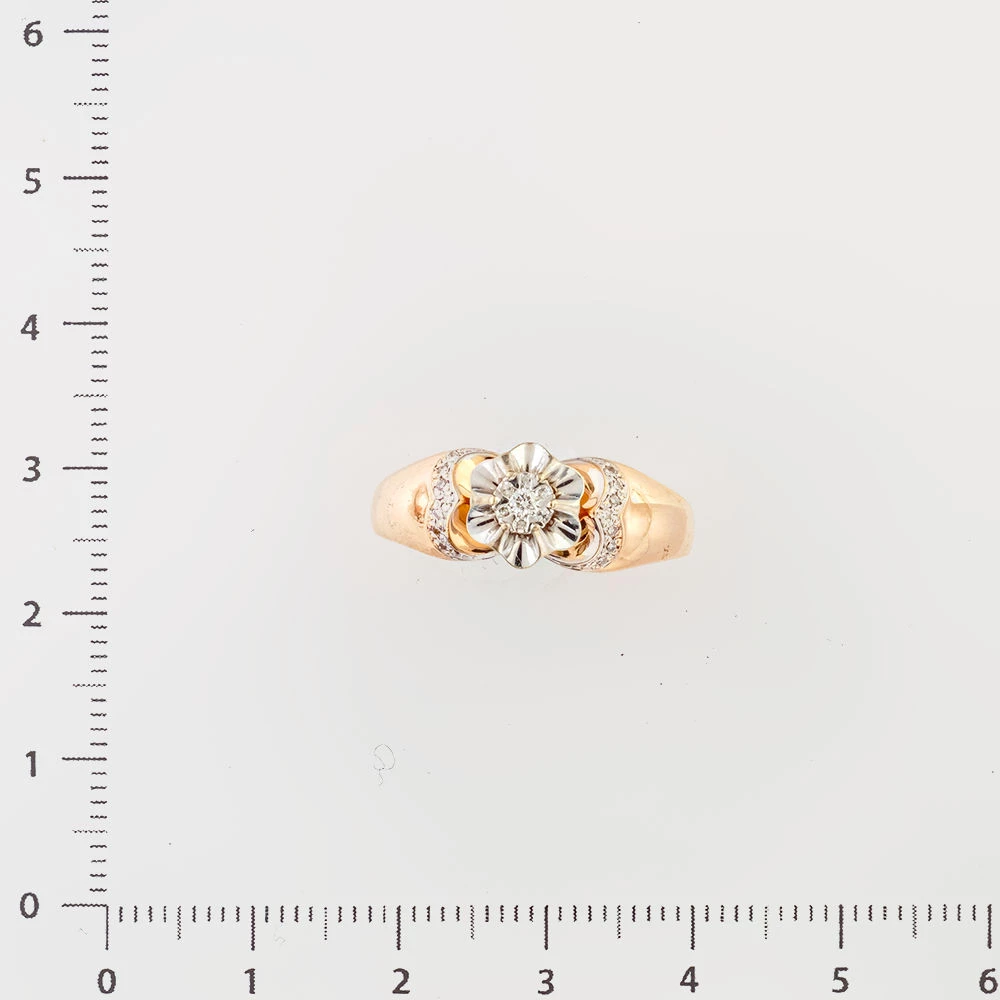 Кольцо с бриллиантом из красного золота 585 пробы