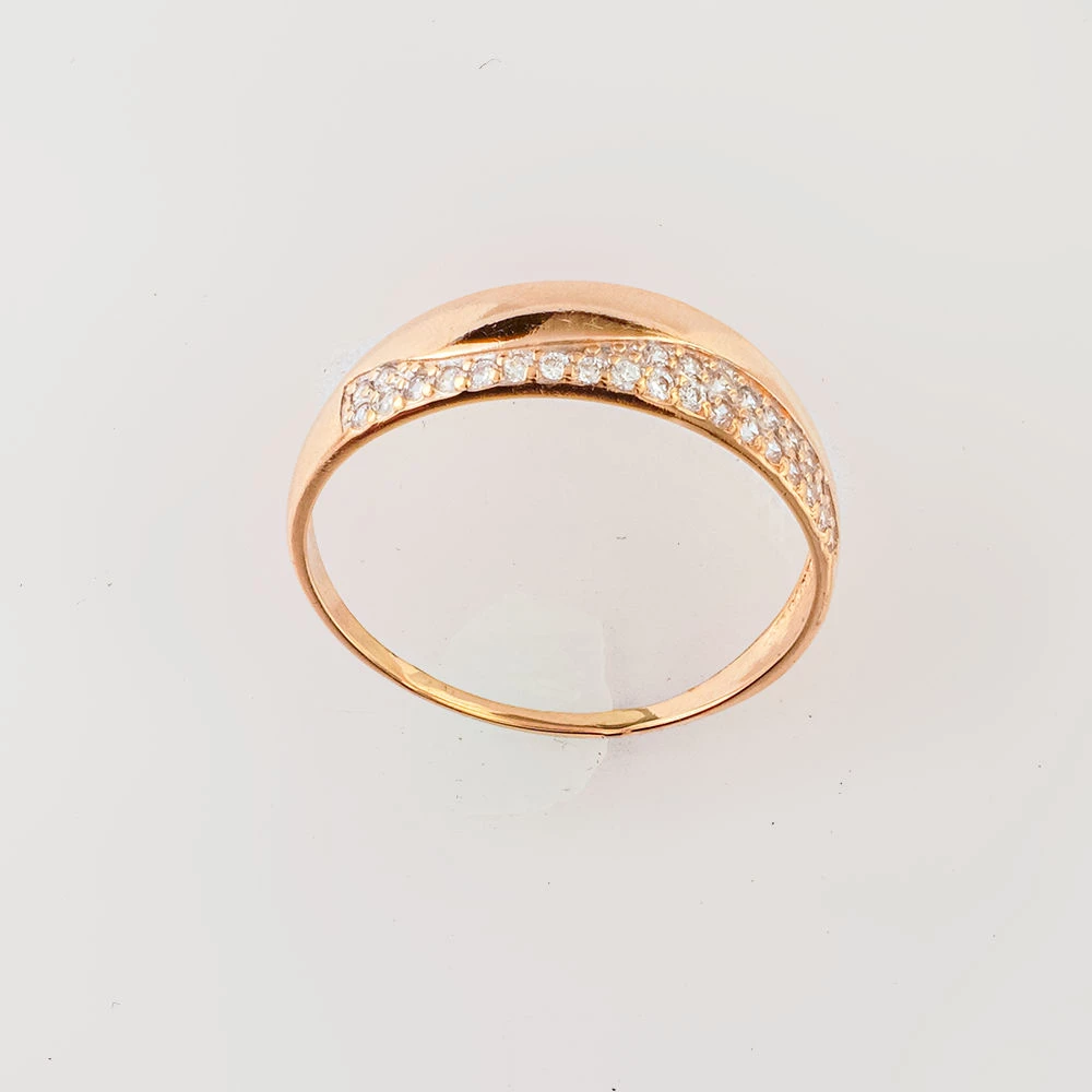 Кольцо с фианитом из красного золота 585 пробы