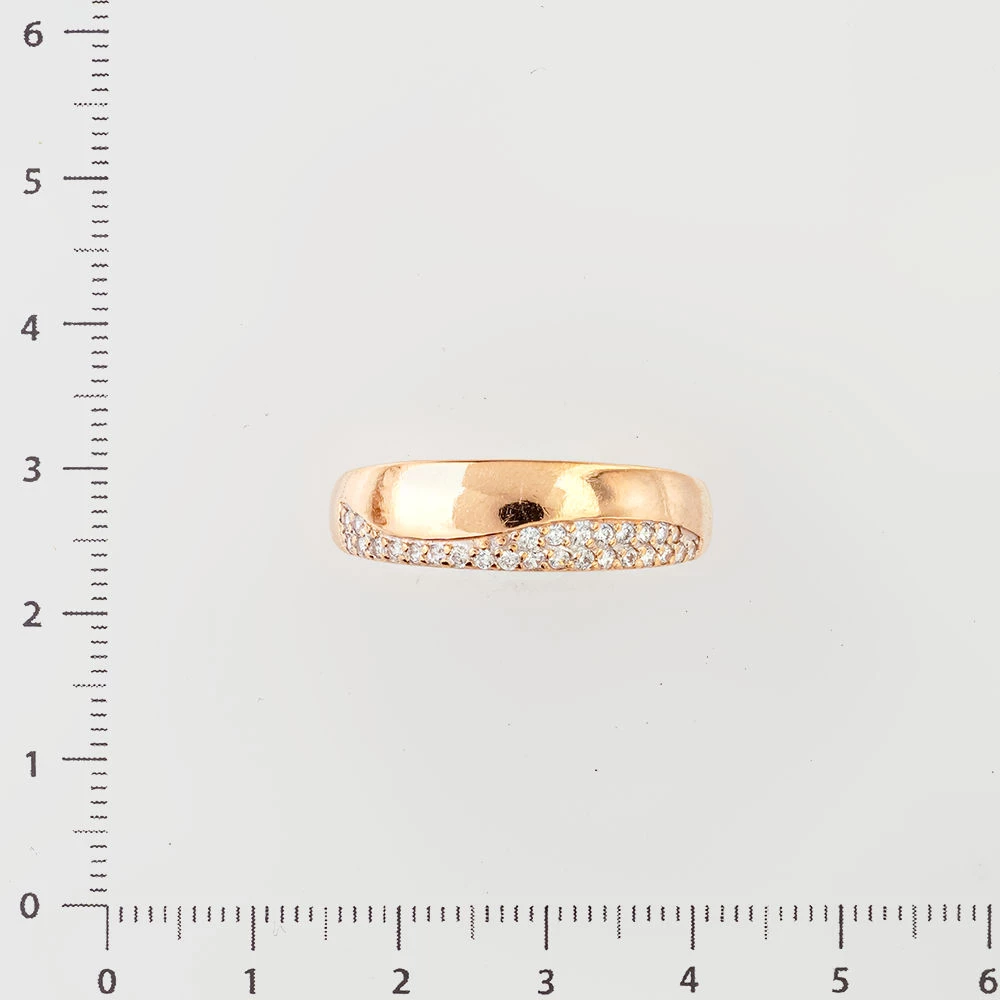 Кольцо с фианитом из красного золота 585 пробы