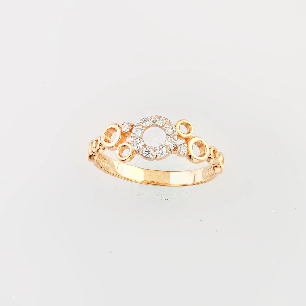 Кольцо с фианитом из красного золота 585 пробы