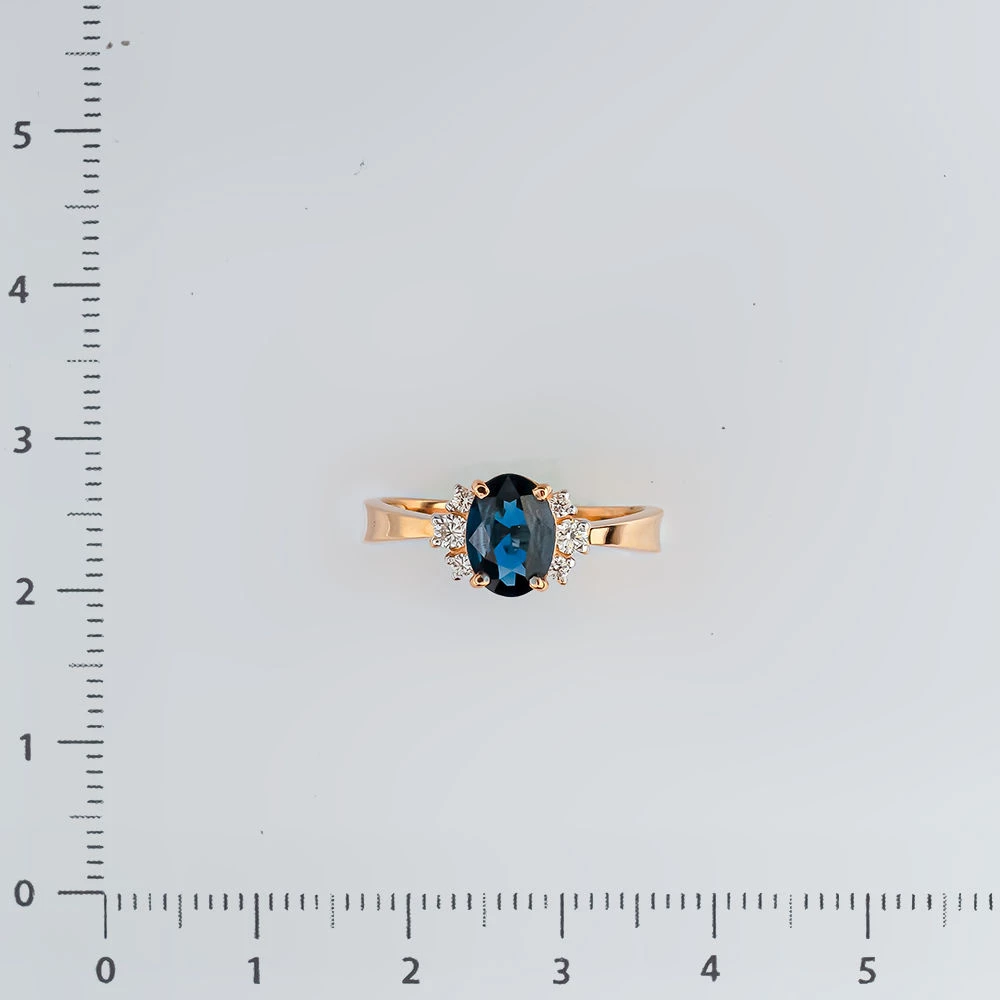 Кольцо с сапфиром синтетическим из красного золота 585 пробы