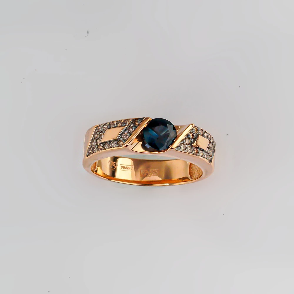 Кольцо с сапфиром из красного золота 585 пробы