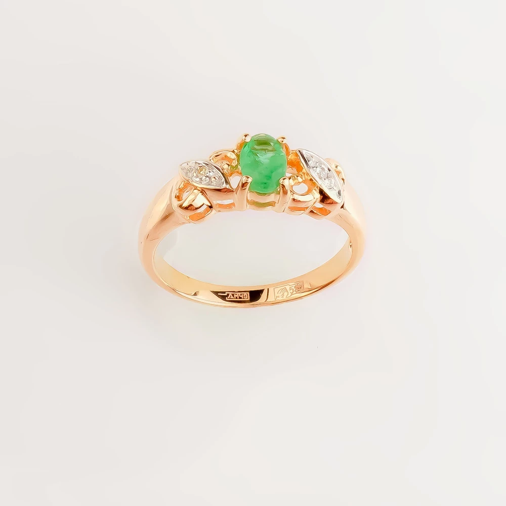 Кольцо с изумрудом из красного золота 585 пробы