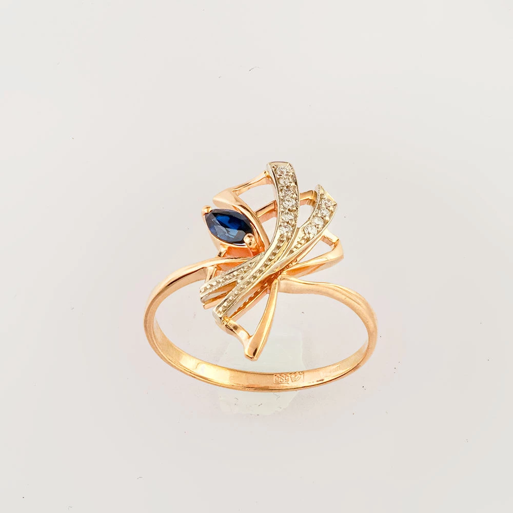 Кольцо с сапфиром из красного золота 585 пробы Кольцо с сапфиром из красного золота 585 пробы