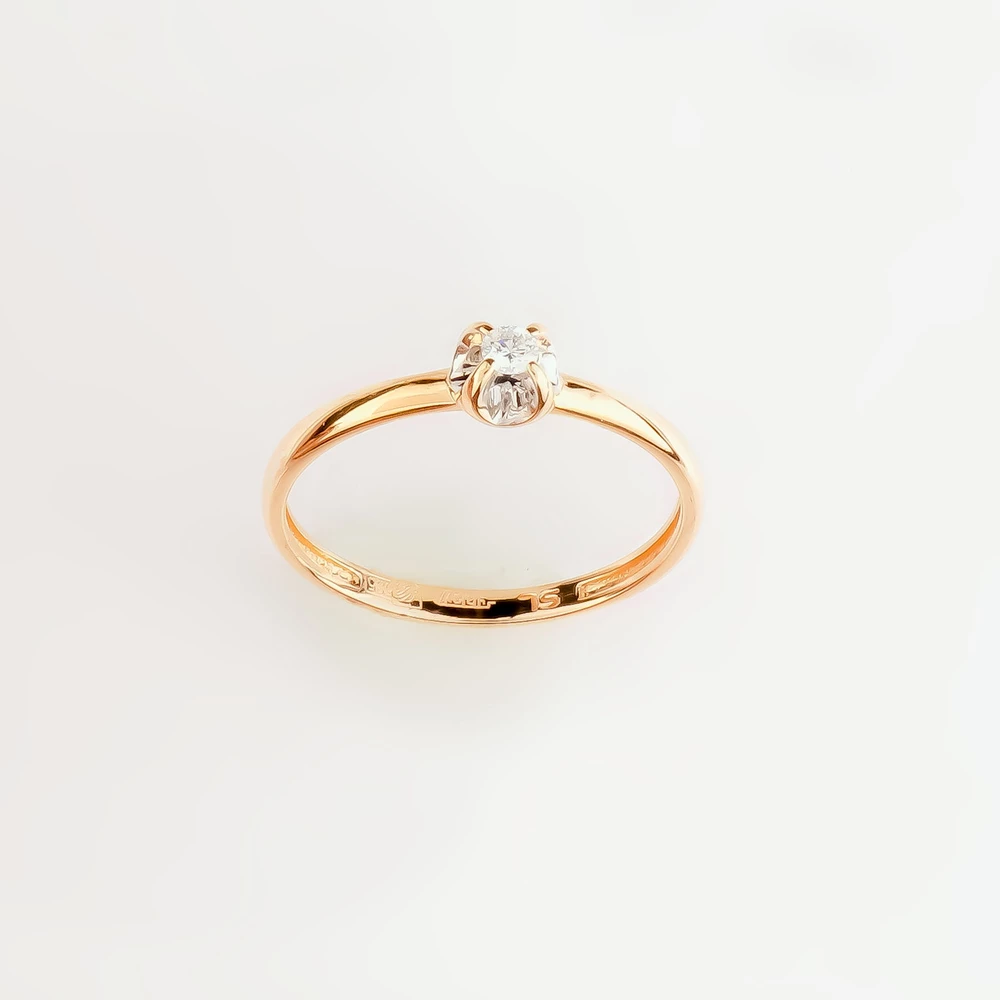 Кольцо с бриллиантом из красного золота 585 пробы