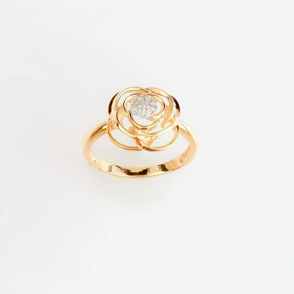 Кольцо с бриллиантом из красного золота 585 пробы