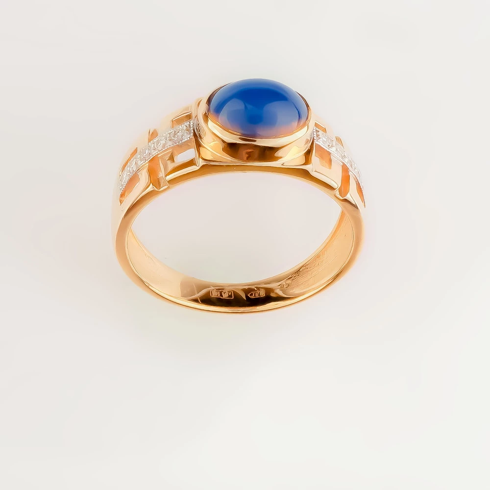 Кольцо с сапфиром звездчатым из красного золота 585 пробы