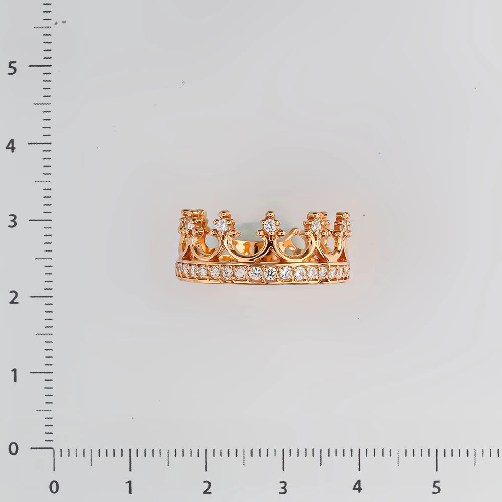 Кольцо с фианитом из красного золота 585 пробы