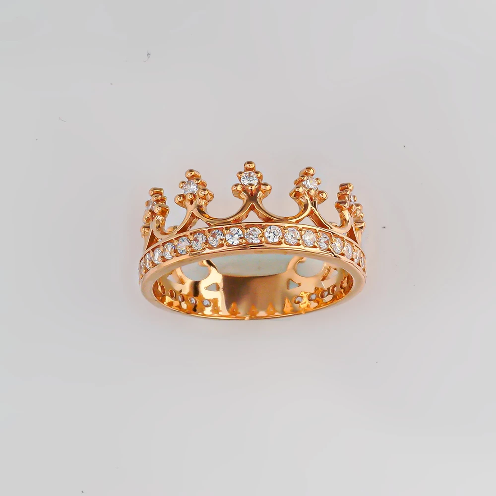 Кольцо с фианитом из красного золота 585 пробы