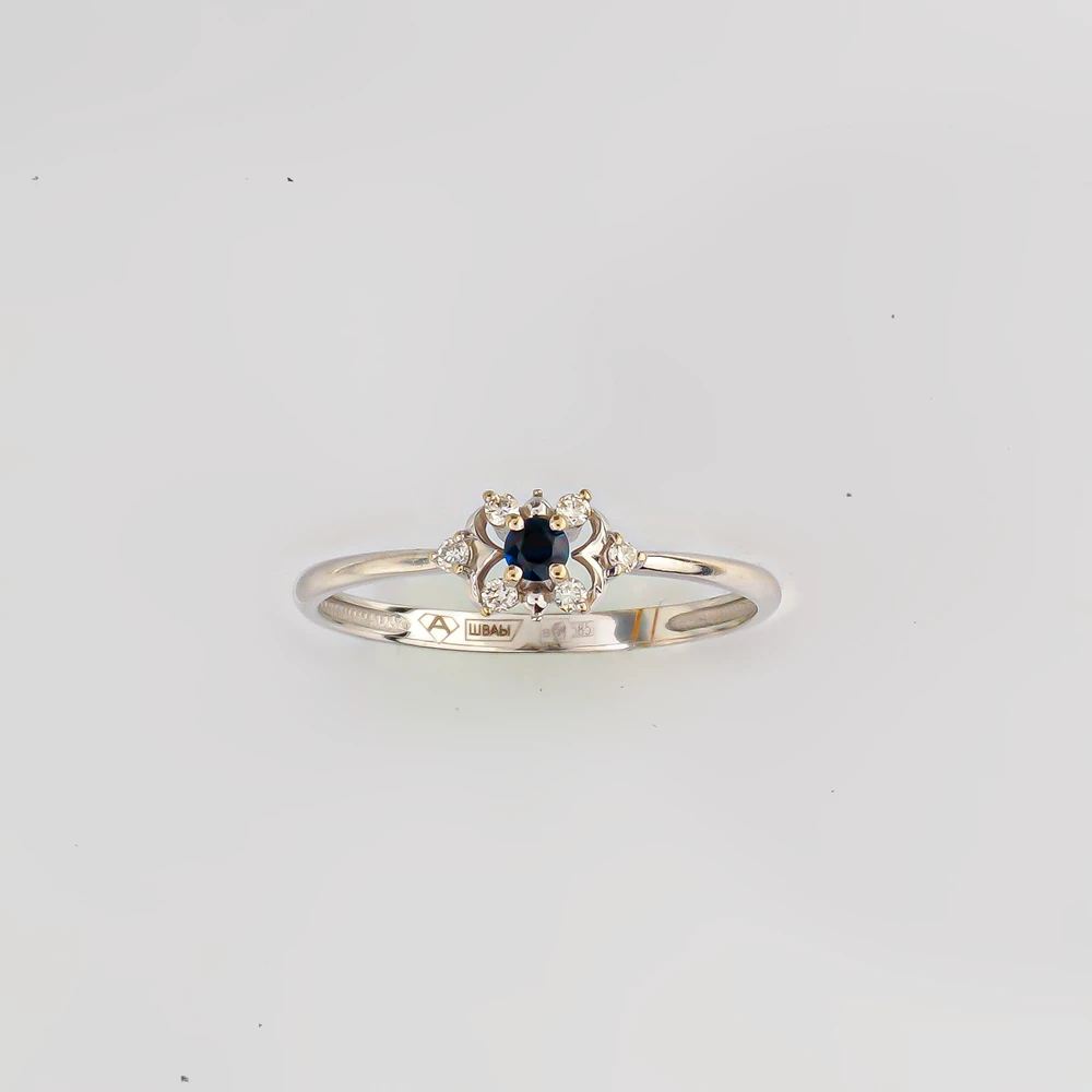 Кольцо с сапфиром из белого золота 585 пробы