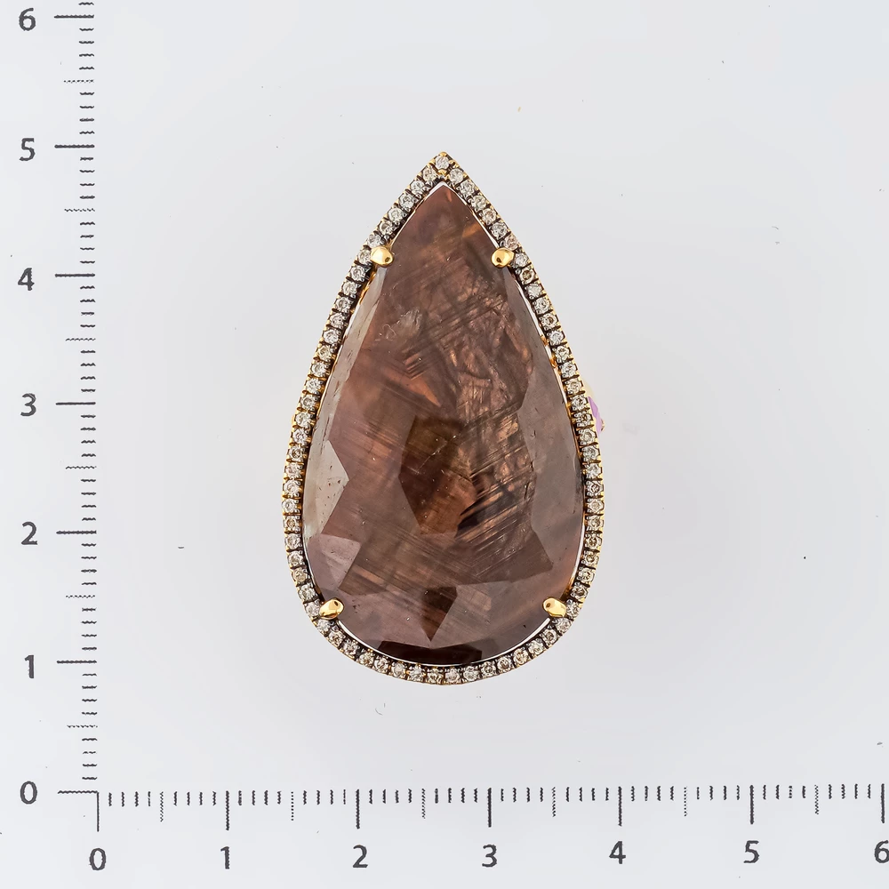 Кольцо с ситаллом из желтого золота 585 пробы