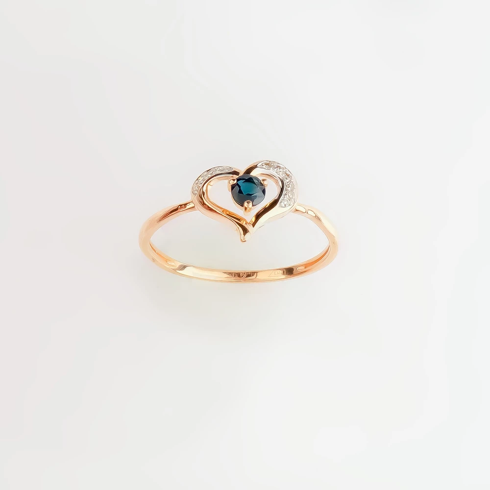 Кольцо с сапфиром из красного золота 585 пробы