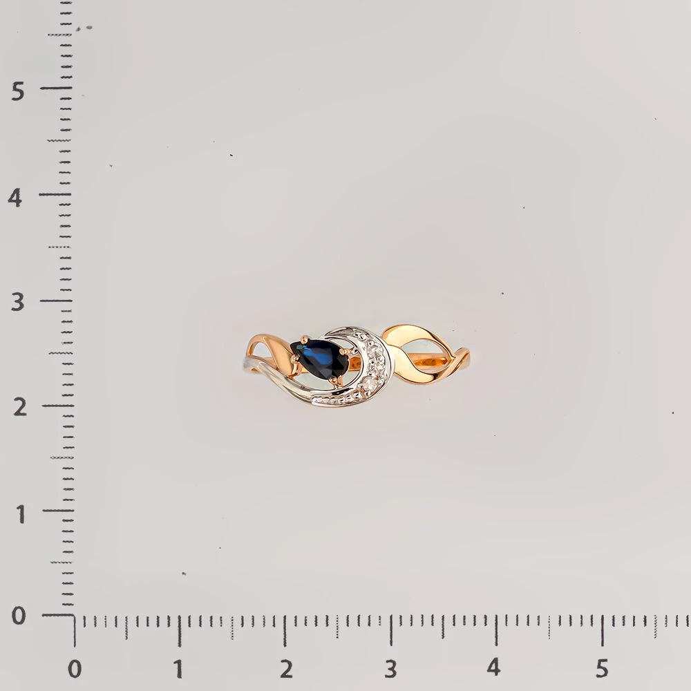 Кольцо с сапфиром синтетическим из красного золота 585 пробы