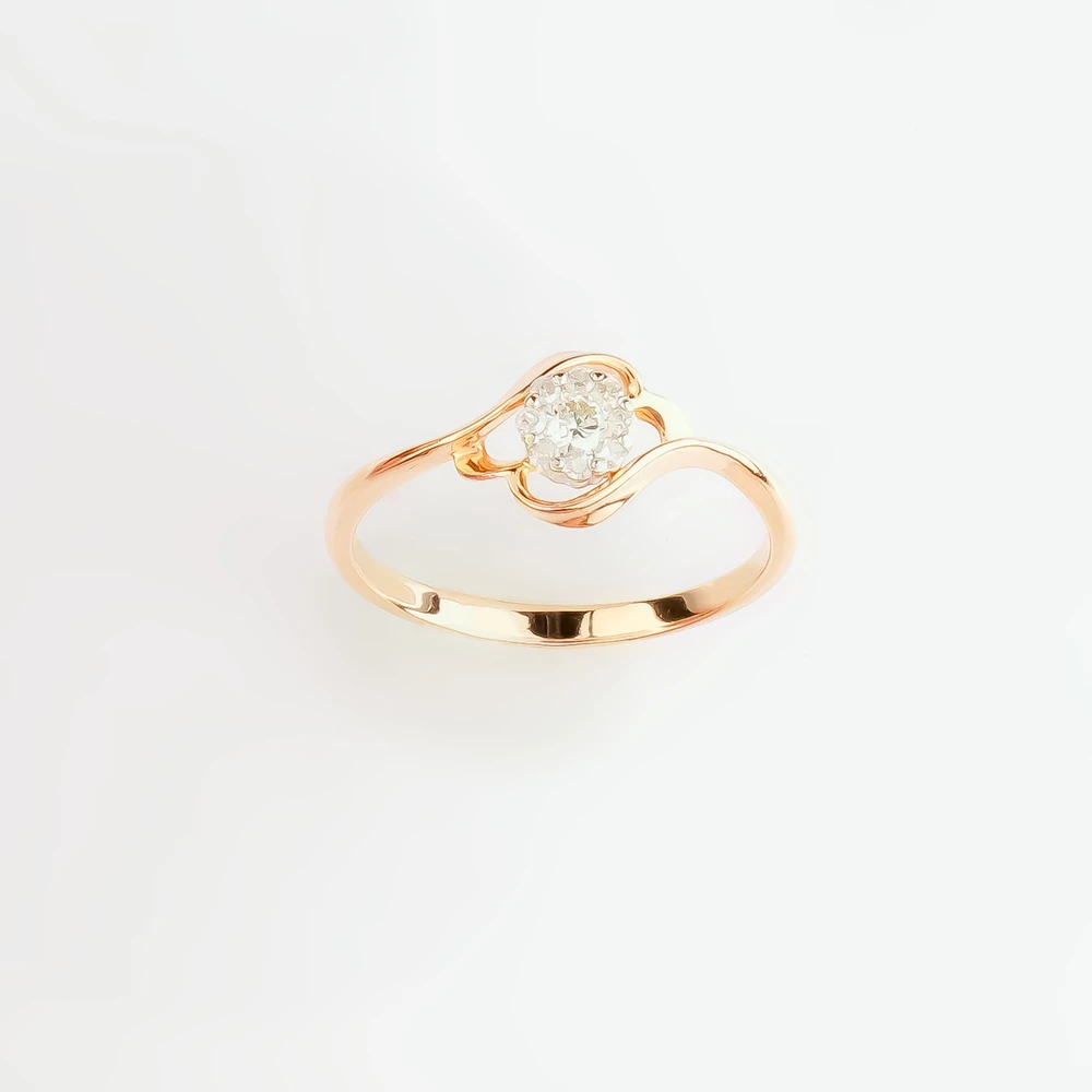 Кольцо с бриллиантом из красного золота 585 пробы