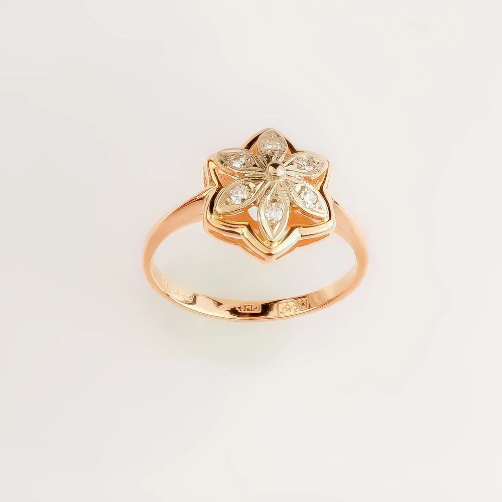 Кольцо с бриллиантом из красного золота 583 пробы