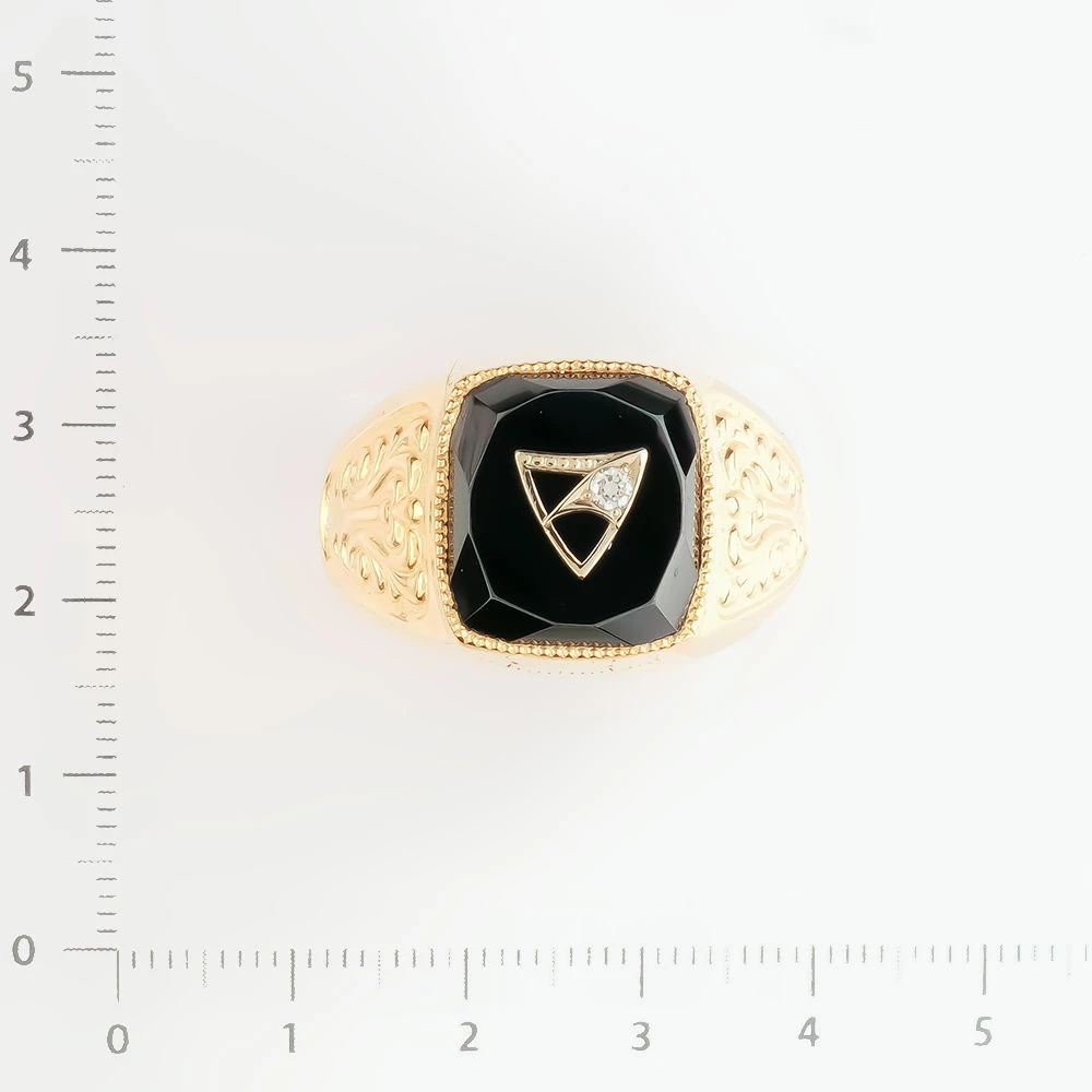 Кольцо с ониксом из красного золота 585 пробы