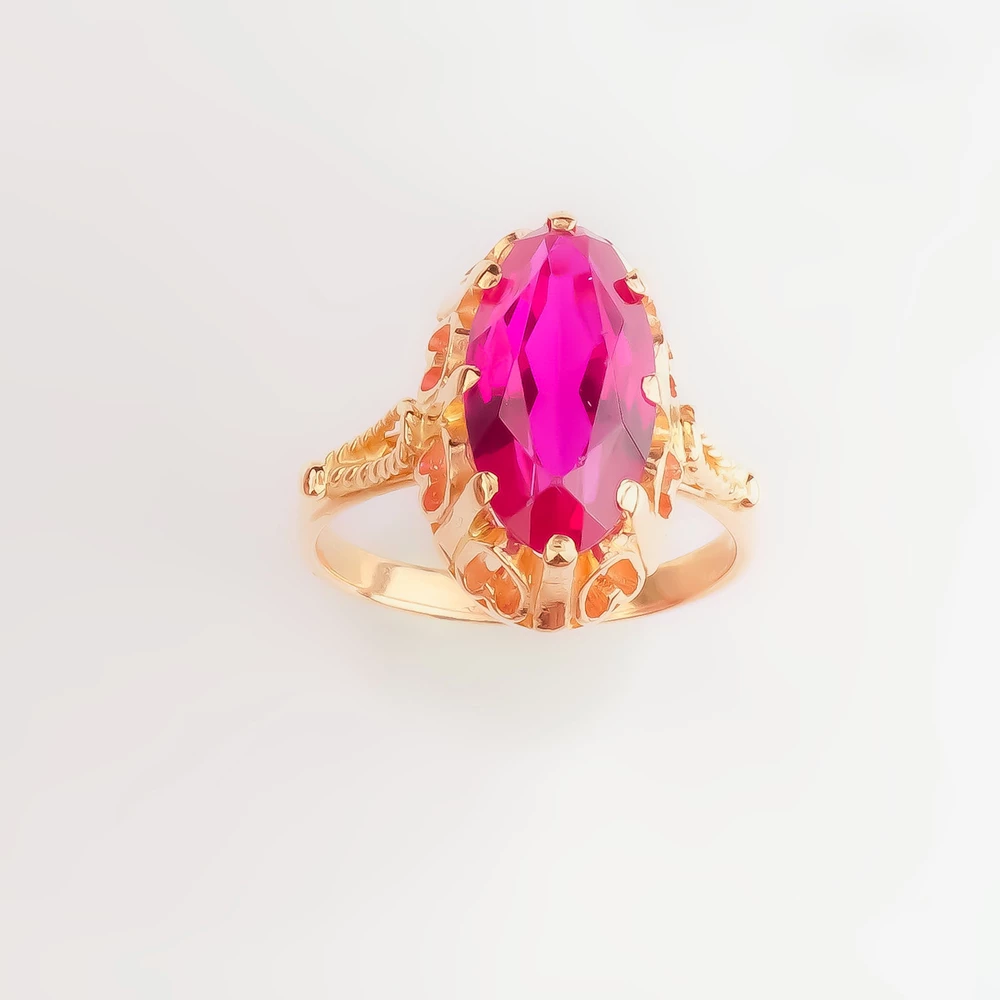 Кольцо с фианитом из красного золота 583 пробы