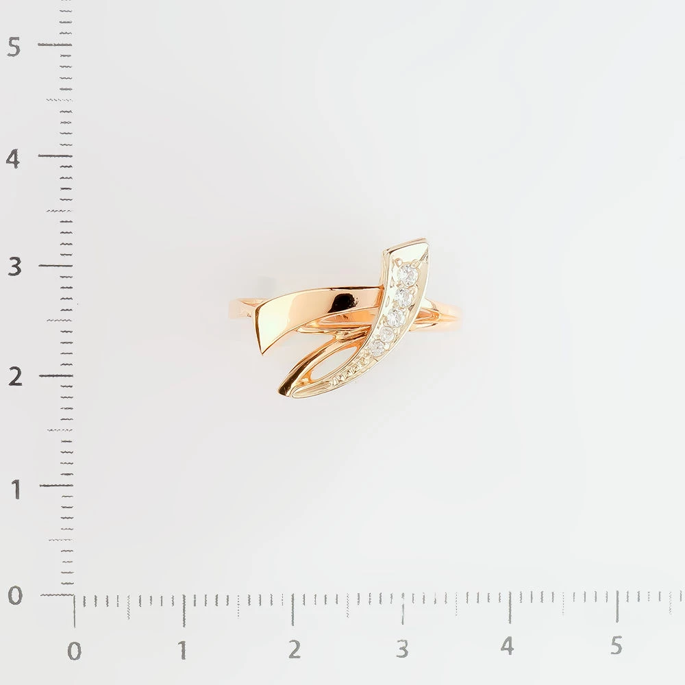 Кольцо с фианитом из красного золота 585 пробы