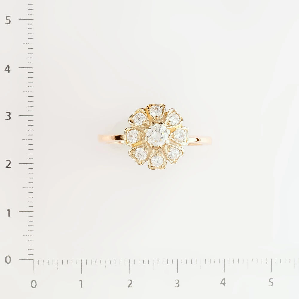 Кольцо с фианитом из красного золота 585 пробы