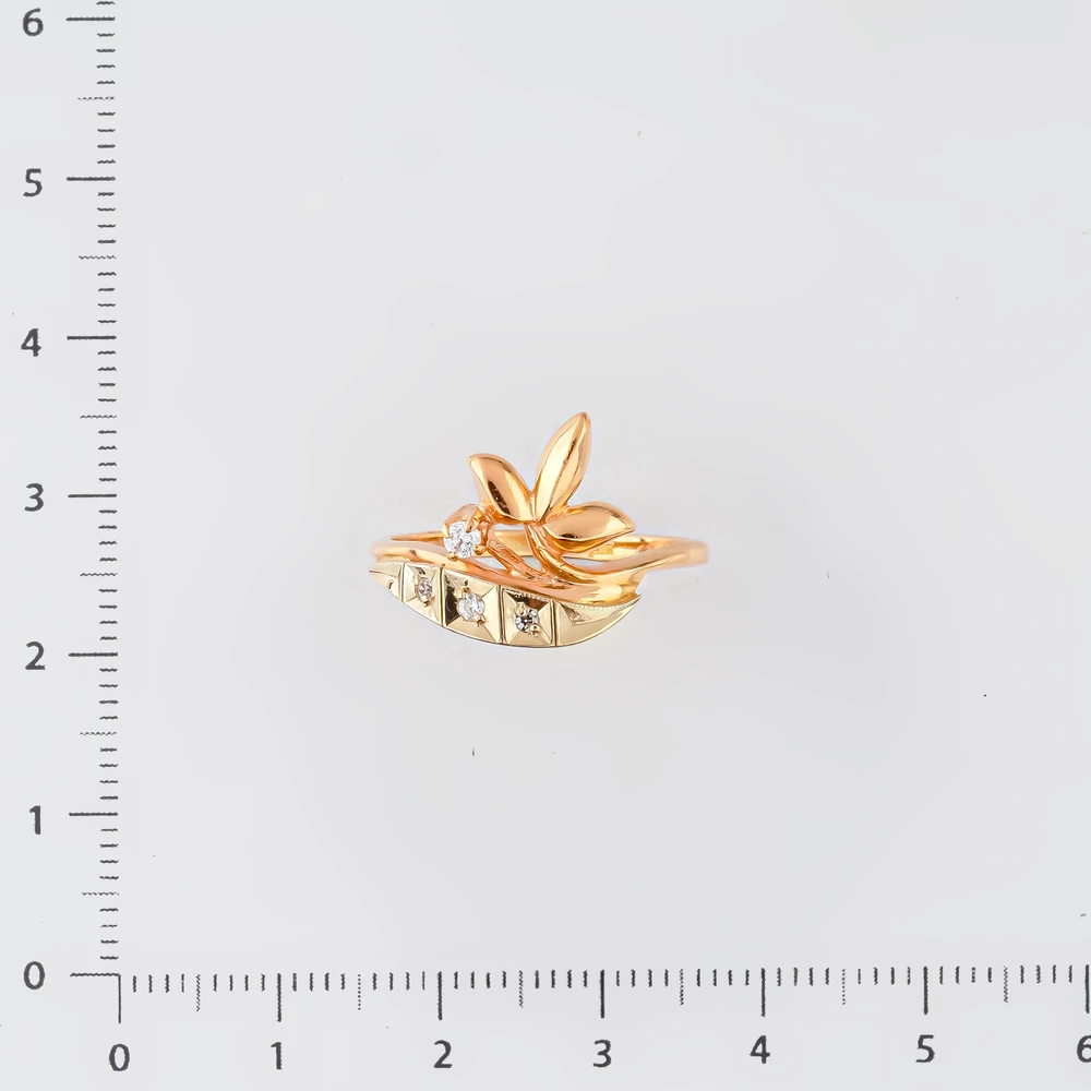 Кольцо с фианитом из красного золота 585 пробы