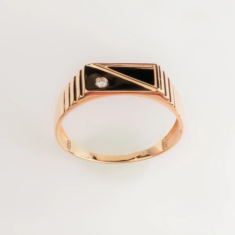 Кольцо с ониксом из красного золота 375 пробы