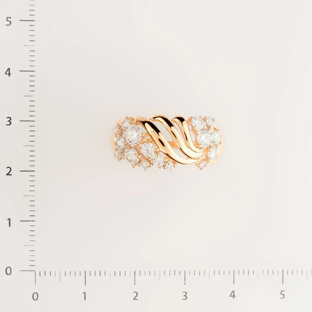 Кольцо с фианитом из красного золота 585 пробы