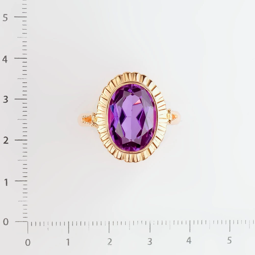 Кольцо с фианитом из красного золота 583 пробы