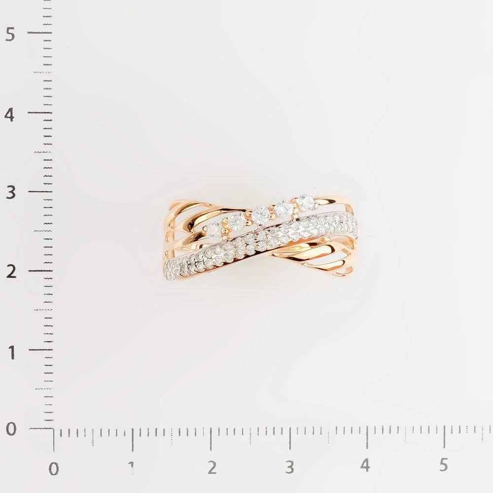 Кольцо с фианитом из красного золота 585 пробы