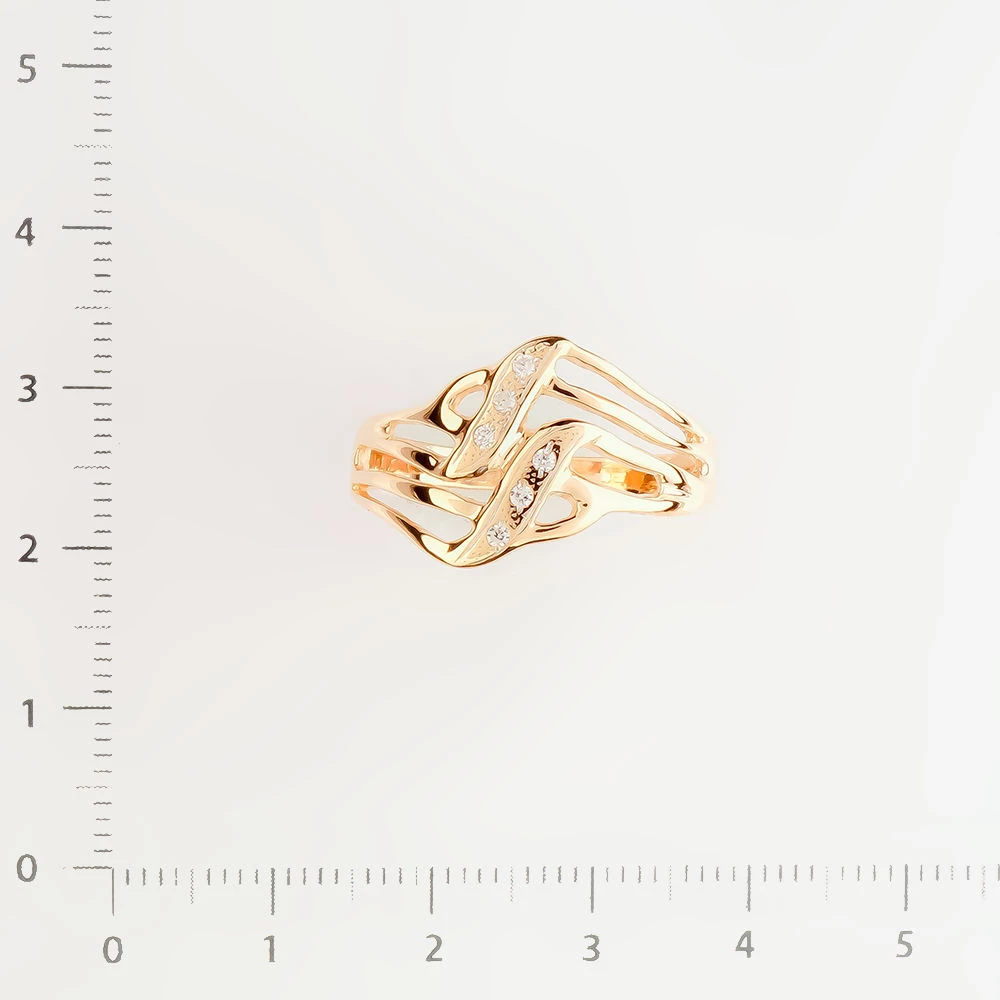 Кольцо с фианитом из красного золота 585 пробы